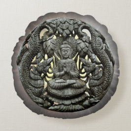 Almofada Redonda Estátua de Buda Asiática