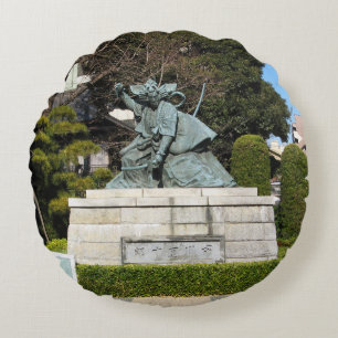 Almofada Redonda Estátua de Samurai Kamakura Gongoro Kagemasa Kabu