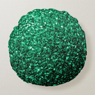 Almofada Redonda Estilhador de brilho verde-esmeralda