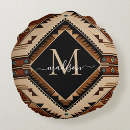 Almofada Redonda Estilo Boho de Cultura Indiana Padrão Americano Na