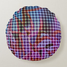 Almofada Redonda Estilo das cestas em tons de rosa escuro, azul, li