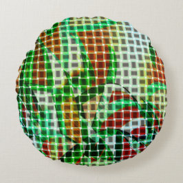 Almofada Redonda Estilo das cestas sobre fitas curvas verdes