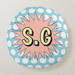 Almofada Redonda Estilo de anos 50 da bolinhas retrorada