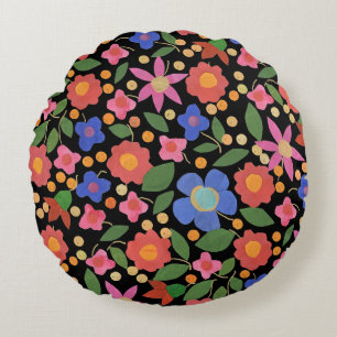 Almofada Redonda Estilo de Arte Folclórica no Travesseiro decorativ