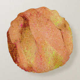 Almofada Redonda Estilo de couro enrugado com tinta vestida, salmão