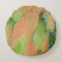 Almofada Redonda Estilo de couro rugoso e tinta vestida de salmão v