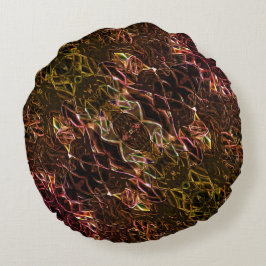 Almofada Redonda Estilo de espelhamento néon castanho claro com lin