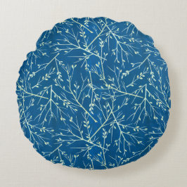 Almofada Redonda Estilo de Vintagem Folhas Botânicas Folhas de Twig