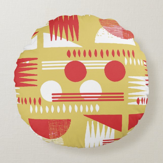 Almofada Redonda estilo moderno geométrico de abstrato sem fumaça  (Frente)
