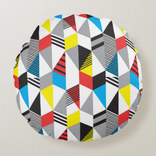Almofada Redonda Estilo Retro Bauhaus: Abstrato sem costura