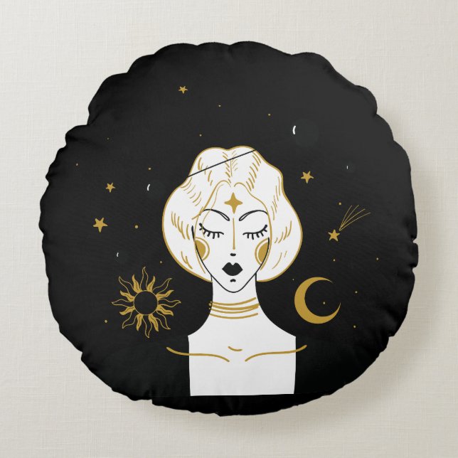 Almofada Redonda Estrela de Astrologia (Frente)