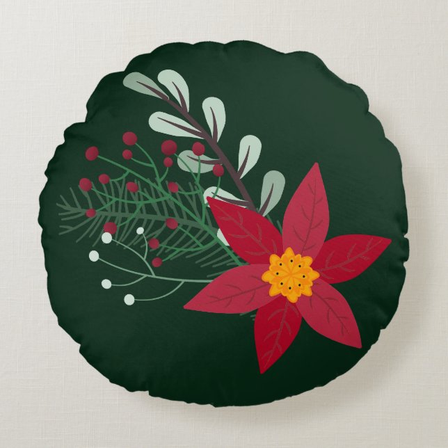 Almofada Redonda Estrela de Natal (Frente)
