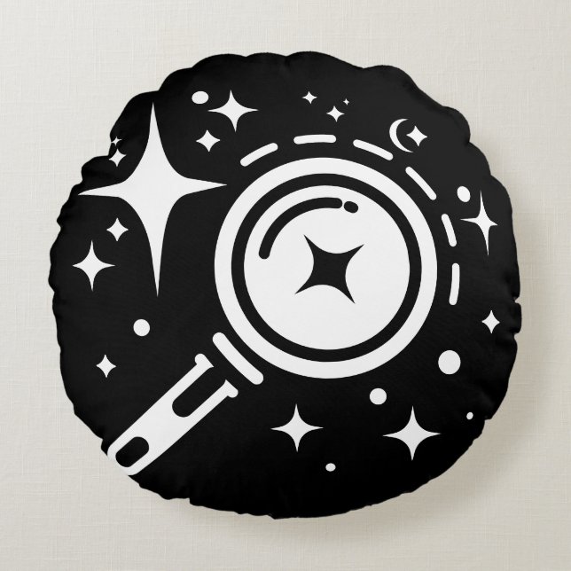 Almofada Redonda Estrelas cintilantes, farol da Era Digital Sem Lim (Frente)