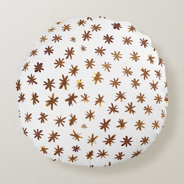 Almofada Redonda Estrelas de aquarela - âmbar (Frente)