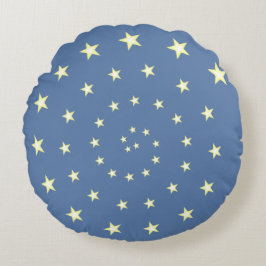 Almofada Redonda Estrelas Elegantes Espirais em Azul Maravilhoso