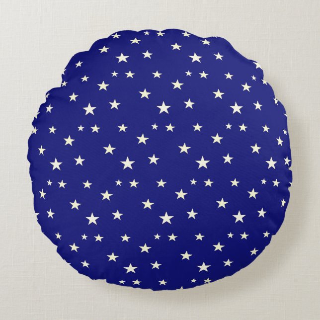 Almofada Redonda Estrelas em Fundo Azul (Frente)