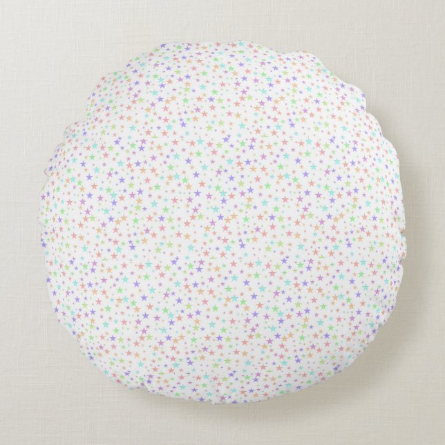 Almofada Redonda Estrelas Multicoloridas Pastel (Frente)