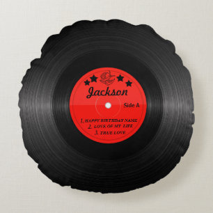 Almofada Redonda Etiqueta Personalizada do Registro de Vinilo Verme