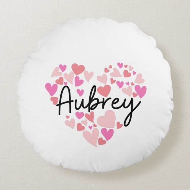 Almofada Redonda Eu amo Aubrey (Frente)