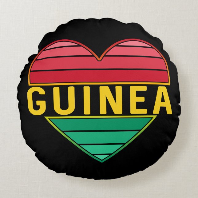 Almofada Redonda Eu Amo Guiné, Coração Guineense (Frente)
