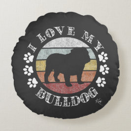 Almofada Redonda Eu Amo Meu Buldogue