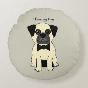 Almofada Redonda Eu Amo Meu Pug