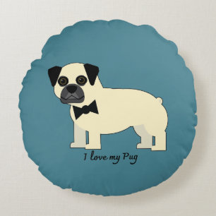 Almofada Redonda Eu amo meu Pug