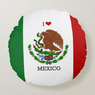 Almofada Redonda eu amo méxico - bandeira mexicana,