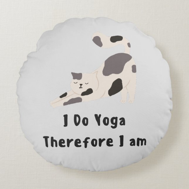 Almofada Redonda Eu faço yoga, logo eu sou (Frente)