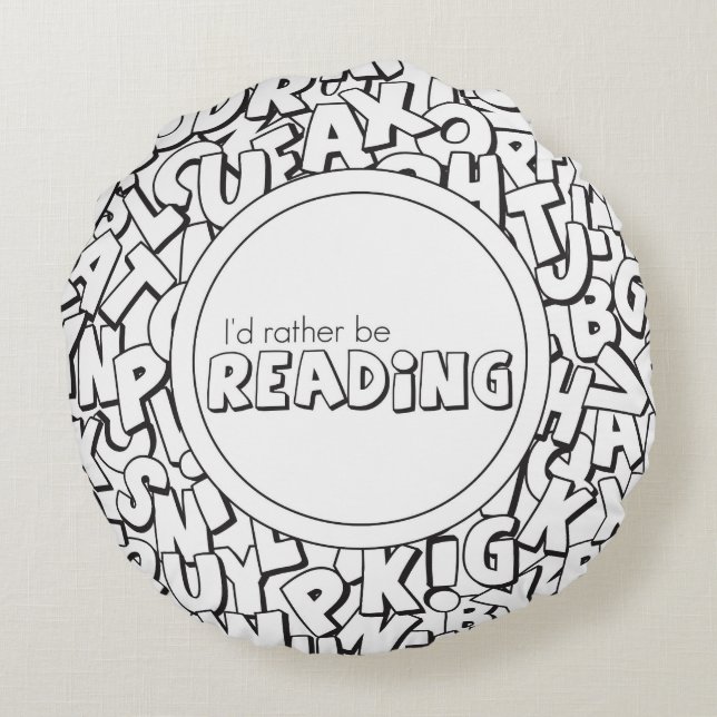 Almofada Redonda Eu Preferencialmente Lendo Travesseiro decorativo (Verso)