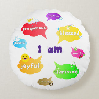 Almofada Redonda Eu Sou Afirmações Positivas Palavras Autoamor