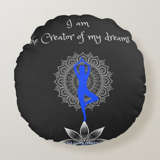 Almofada Redonda Eu sou o criador dos meus sonhos Travesseiro redon (Frente)