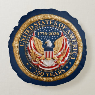Almofada Redonda EUA 250 Anos 1776-2026 Bandeira Americana Águia
