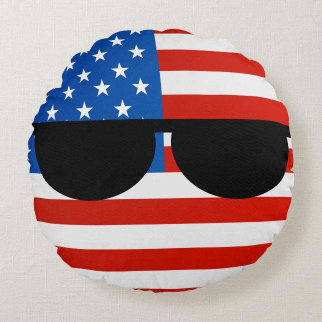 Almofada Redonda EUA Geeky de tensão engraçados Countryball (Frente)