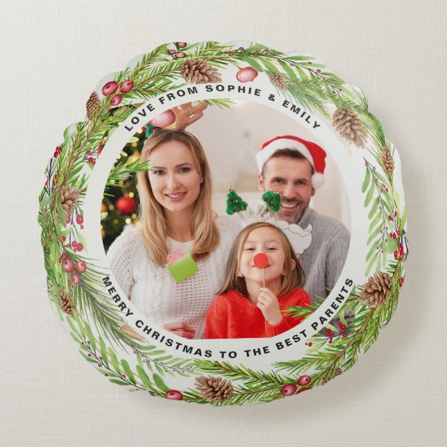 Almofada Redonda eucalipto elegante e popular da folhagem moderna (Frente)