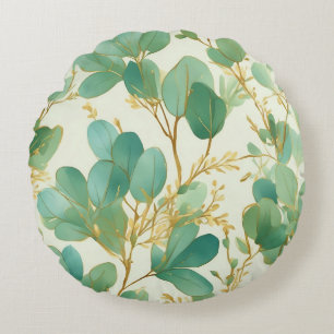 Almofada Redonda Eucalyptus deixa Design verde e Dourado