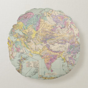 Almofada Redonda Europa de Asien u - mapa do atlas de Ásia e de