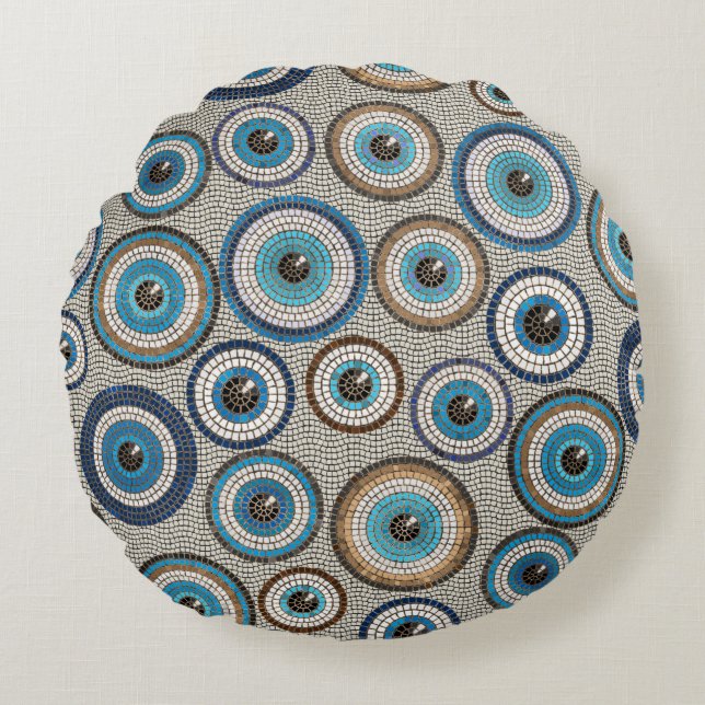 Almofada Redonda Evil Eye Mosaic Tile Pattern (Frente)