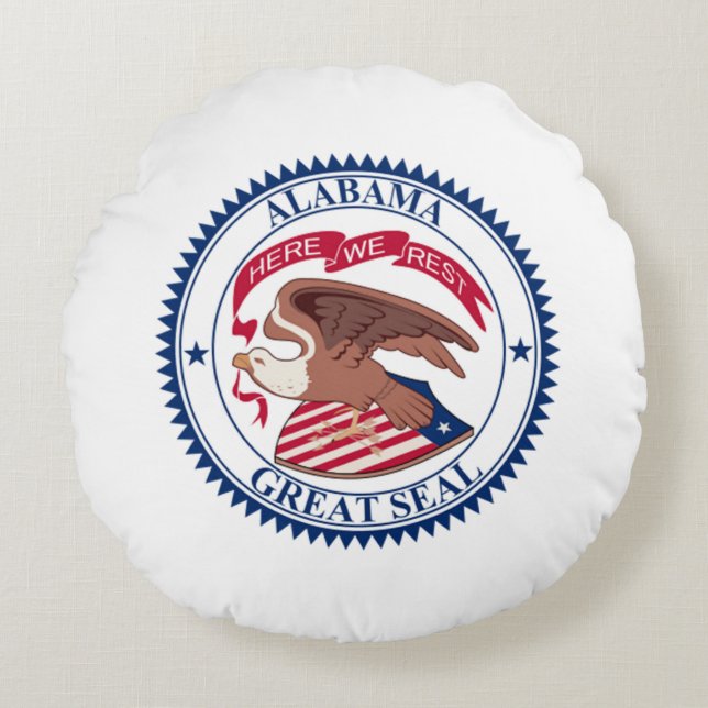 Almofada Redonda Excelente Selo do Alabama 1868 (Frente)
