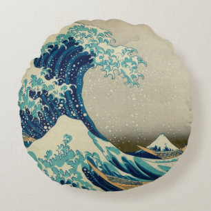 Almofada Redonda Excelente Wave off Kanagawa & Japonês Art /Japão