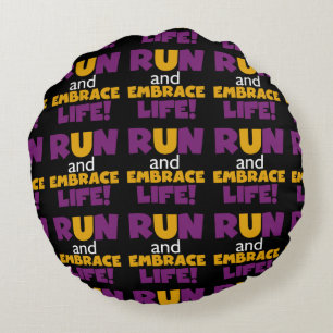 Almofada Redonda Executar Embrace Life Purple Yellow