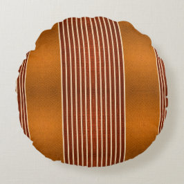Almofada Redonda Exotic Faux Snake Leather & Linear Stripe Pumpkin 