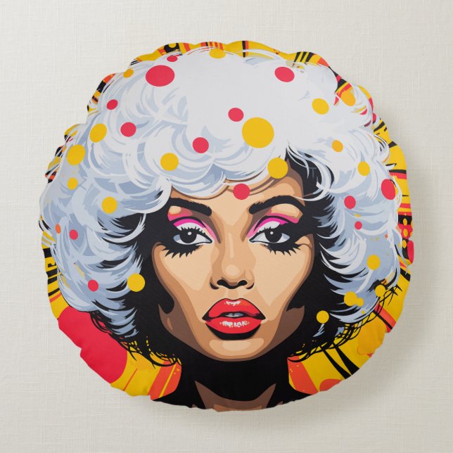 Almofada Redonda Explosão de arte pop (Frente)