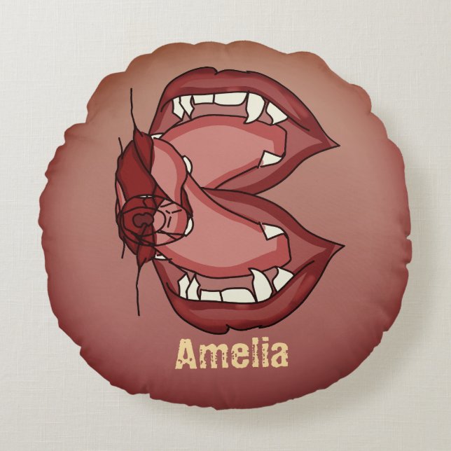 Almofada Redonda Expressão personalizada e violenta de um punhado d (Frente)