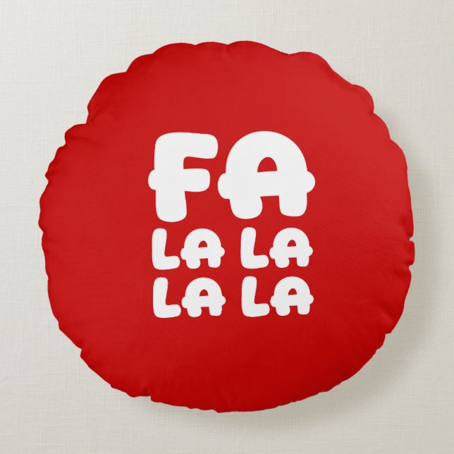 Almofada Redonda Fa La La La La Red Christmas Accent Round Pillow (Frente)