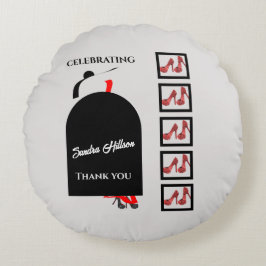 Almofada Redonda Fab Silhouette Glam Calçados Vermelho Negro Aniver