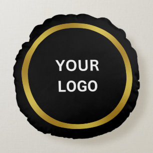 Almofada Redonda Faça com que seu Modelo de logotipo seja Dourado e