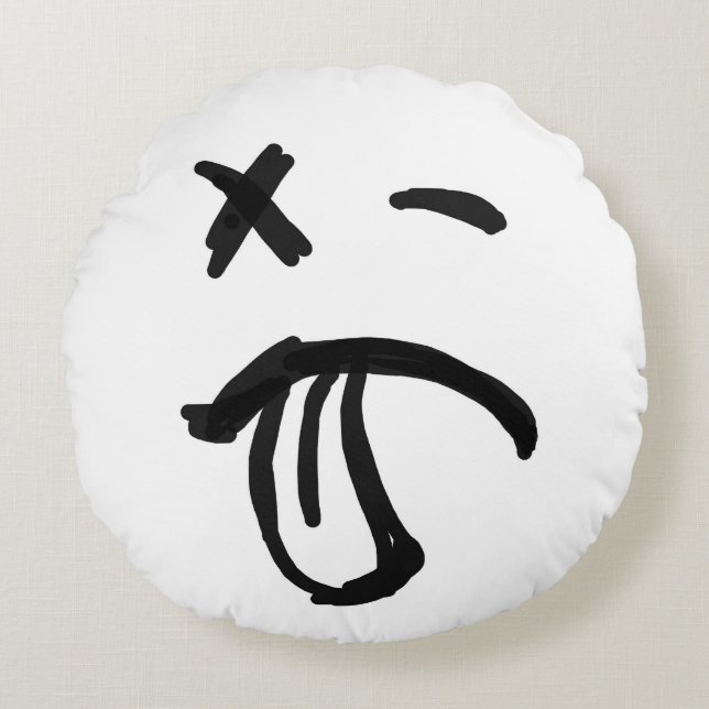 Almofada Redonda Face com olho preto e língua a sair (Frente)