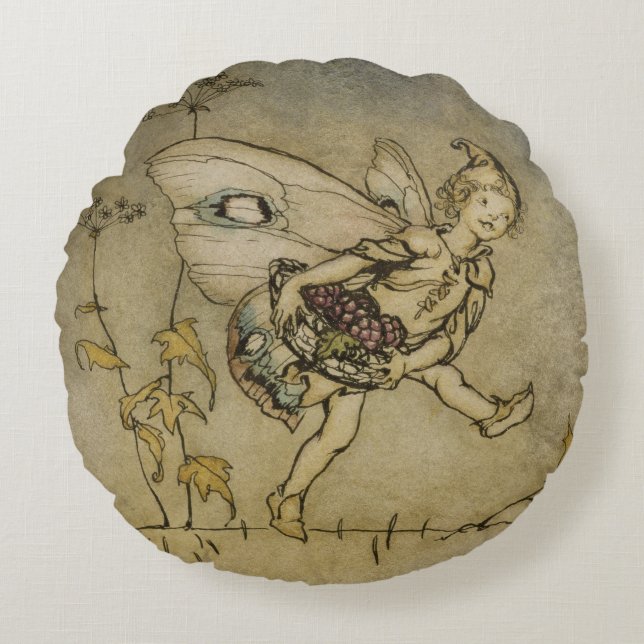 Almofada Redonda Fada de Arthur Rackham |, ilustração 'de um Midsu (Frente)