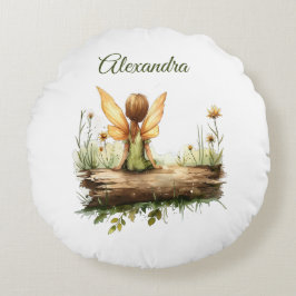 Almofada Redonda Fada solitário sentada em um diário